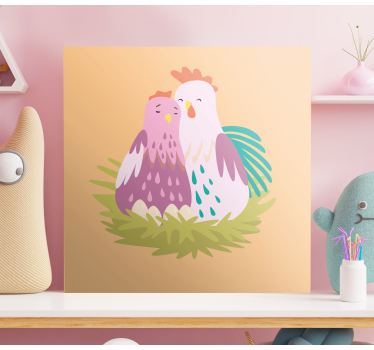 Quadro animais casal de galinhas no ninho - TenStickers