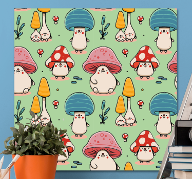 Quadro animais criaturas fofas de cogumelo - TenStickers