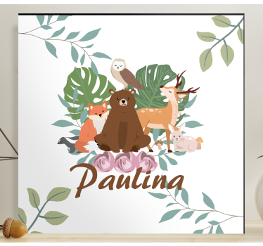 Quadro animais encontro de animais da floresta - TenStickers