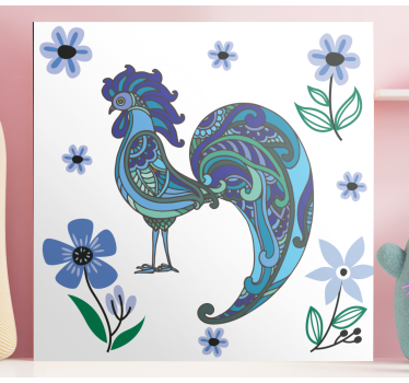Quadro animais escultura de galo colorido - TenStickers
