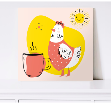 Quadro animais galinha feliz pela manhã - TenStickers
