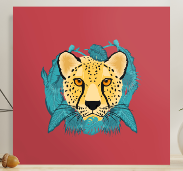 Quadro animais guepardo com folhagem - TenStickers