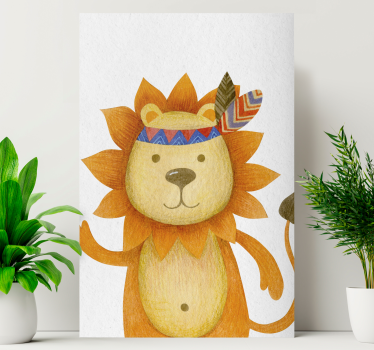 Quadro animais leão amigável - TenStickers