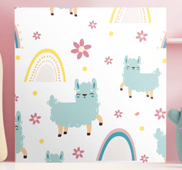 Quadro animais lhama e floral - TenStickers