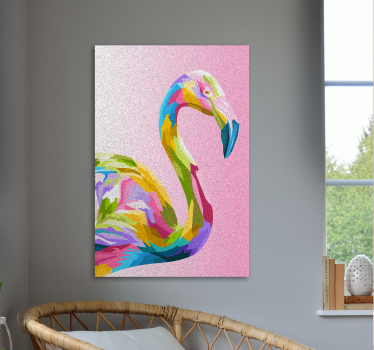 Quadro animais perfil colorido de flamingo - TenStickers