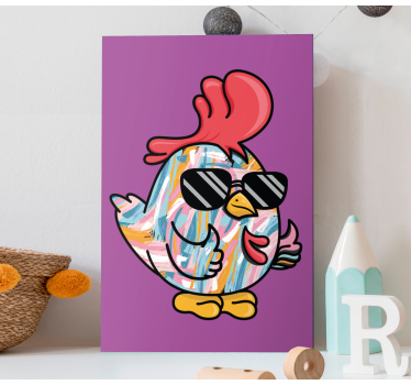 Quadro animais personagem galinha descolada - TenStickers