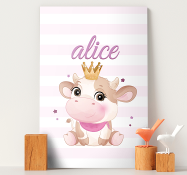 Quadro animais princesa vaca fofa - TenStickers