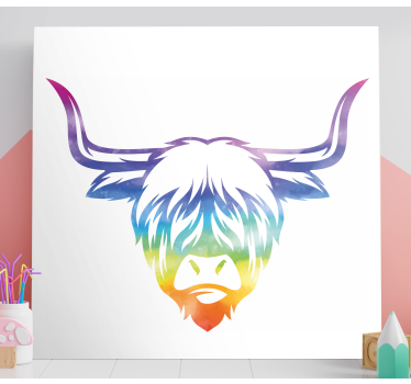 Quadro animais vaca das terras altas colorida - TenStickers