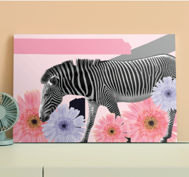 Quadro animais zebra entre flores - TenStickers