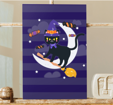 Quadro com gatos bruxa do gato preto - TenStickers