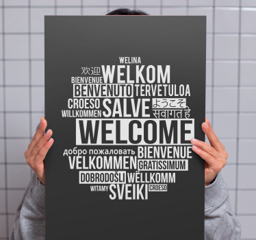 Quadro com letras mensagem de boas-vindas global - TenStickers