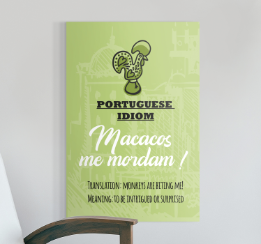 Quadro com letras Português dizendo tradução surpresa - TenStickers