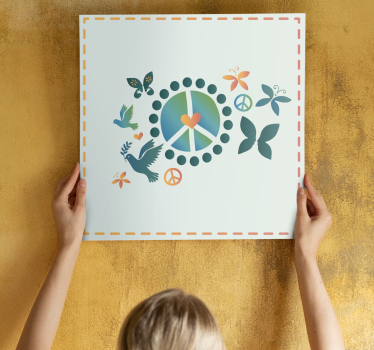 Quadro com letras símbolo da paz - TenStickers