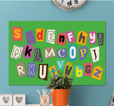 Quadro com o abecedário colagem de letras coloridas - TenStickers