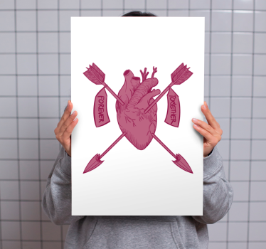 Quadro com o abecedário coração e flechas - TenStickers
