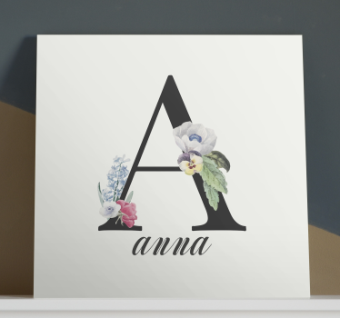 Quadro com o abecedário letra a floral - TenStickers
