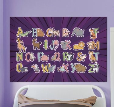 Quadro com o alfabeto Alfabeto inglês de animais para crianças - TenStickers