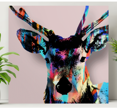 Quadro com veados cabeça de cervo colorida - TenStickers