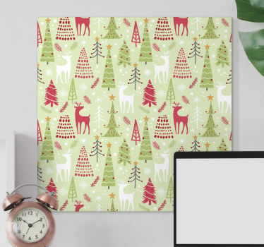 Quadro com veados em padrão festivo - TenStickers