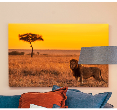 Quadro de animais árvore de savana selvagem à noite - TenStickers