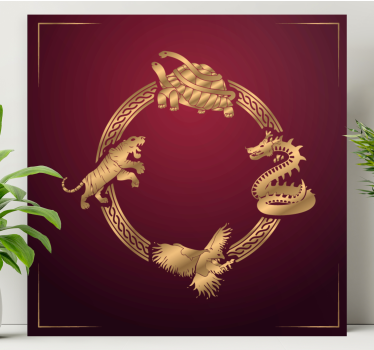 Quadro animais círculo de criaturas míticas - TenStickers