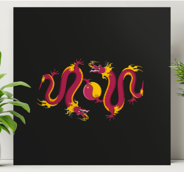 Quadro de animais Dois dragões yin e yang - TenStickers