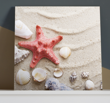 Quadro de animais Estrela do mar e conchas na areia - TenStickers