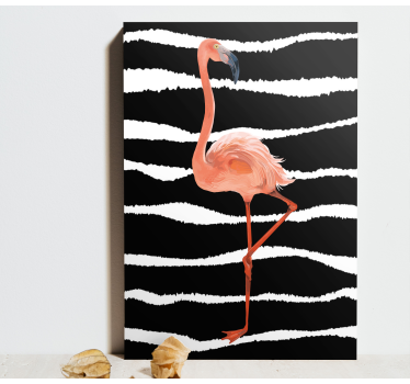 Quadro de animais Flamingo rosa fofo em riscas - TenStickers