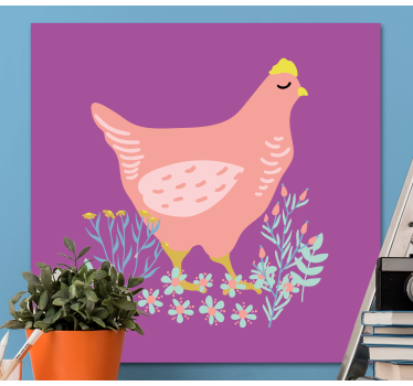 Quadro animais galinha rosa encantadora - TenStickers