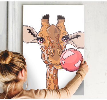 Quadro de animais Girafa com chiclete - TenStickers