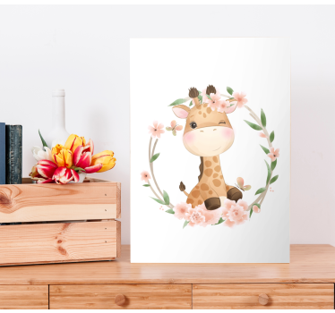 Quadro de animais Girafa com flores da coroa - TenStickers