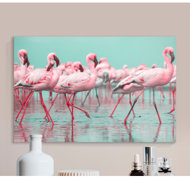 Quadro animais reunião de flamingos - TenStickers