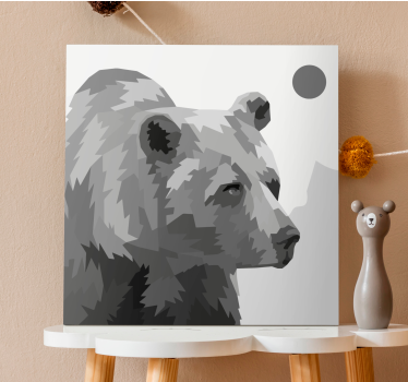 Quadro de animais Urso cinzento de animais geométricos - TenStickers