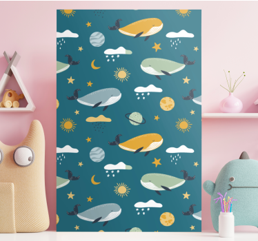 Quadro de arte baleias no espaço - TenStickers