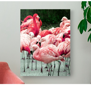 Quadro de pássaros com bando de flamingos - TenStickers