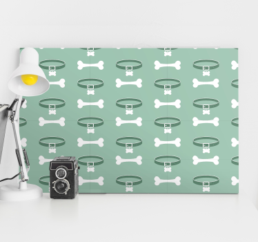 Quadro de cães com padrão de ossos e colares - TenStickers