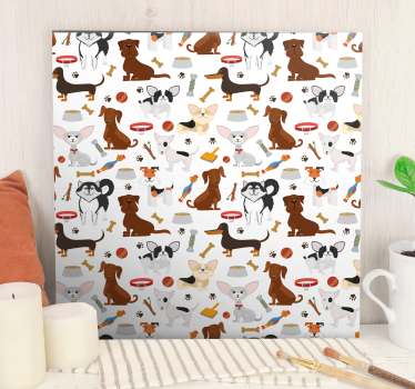 Quadro de cães dupla de filhotes brincalhões - TenStickers
