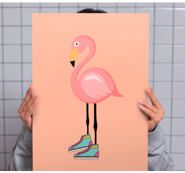 Quadro de pássaros patinador flamingo estiloso - TenStickers