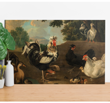 Quadro de pássaros com galos na fazenda - TenStickers