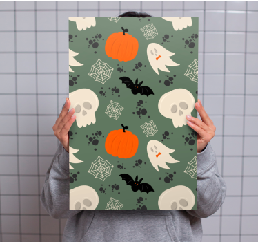 Quadro de dinossauro com elementos de halloween - TenStickers