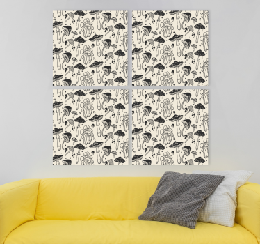 Quadro de dinossauro com padrão de cogumelo - TenStickers