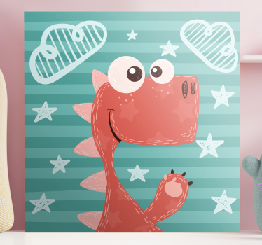 Quadro de dinossauro desenho fofo em cartoon - TenStickers