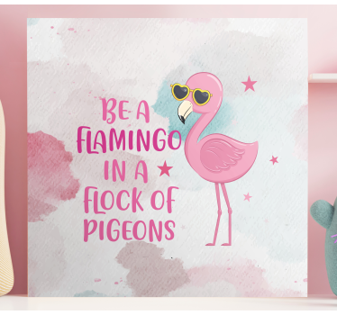 Quadro de dinossauro flamingo com Óculos escuros - TenStickers
