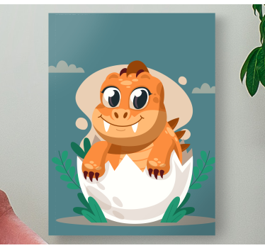 Quadro de dinossauro fofinho saindo do ovo - TenStickers