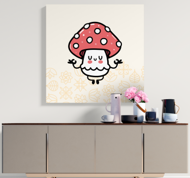 Quadro de dinossauro personagem cogumelo fofo - TenStickers