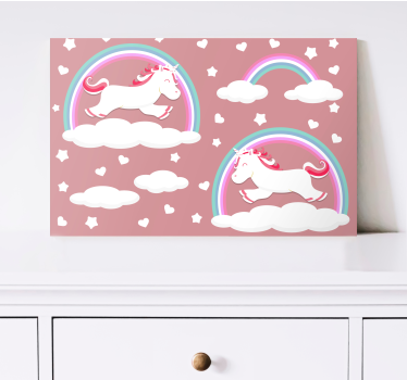 Quadro de dinossauro unicórnios nas nuvens - TenStickers