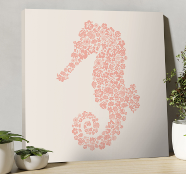 Quadro de elefantes design floral de cavalo-marinho - TenStickers
