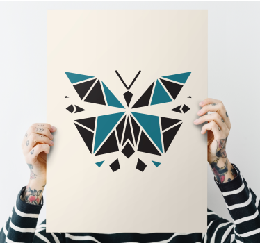 Quadro de libélulas em forma de borboleta geométrica - TenStickers