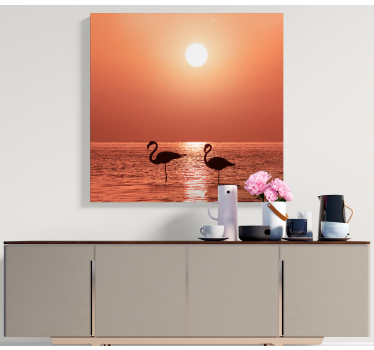 Quadro de pássaros flamingos ao pôr do sol - TenStickers