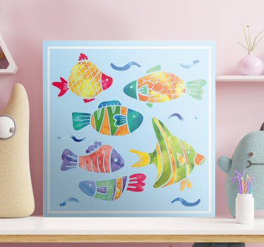 Quadro de peixes vida aquática colorida - TenStickers